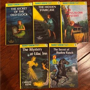 Vintage Nancy Drew Book Set (1–5) Yellow Spine Classic Mystery Series